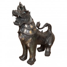 Pair of bronze monumental foo dogs